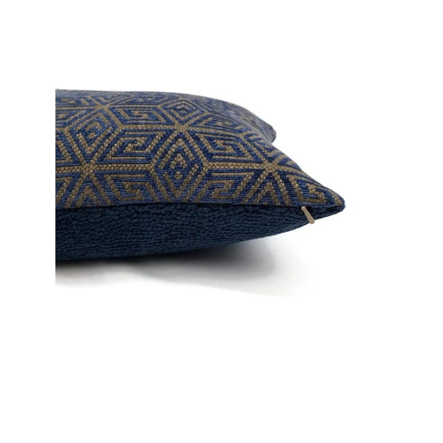 Contemporary Schumacher Cosmati Chenille in Ultramarine Lumbar Pillow Cover - 12" X 20" F For Sale - Image 3 of 4