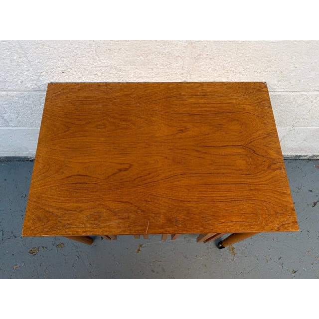 Wood Mid 20th Century Teak Nesting Table Set Attributed to Poul Hundevad For Sale - Image 7 of 12