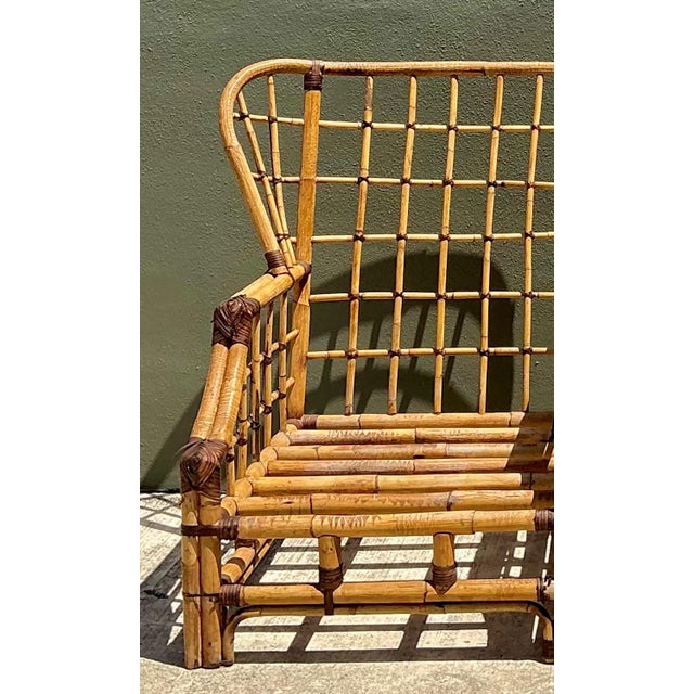 Vintage Grid Rattan High Back Chairs - Pair For Sale - Image 9 of 12
