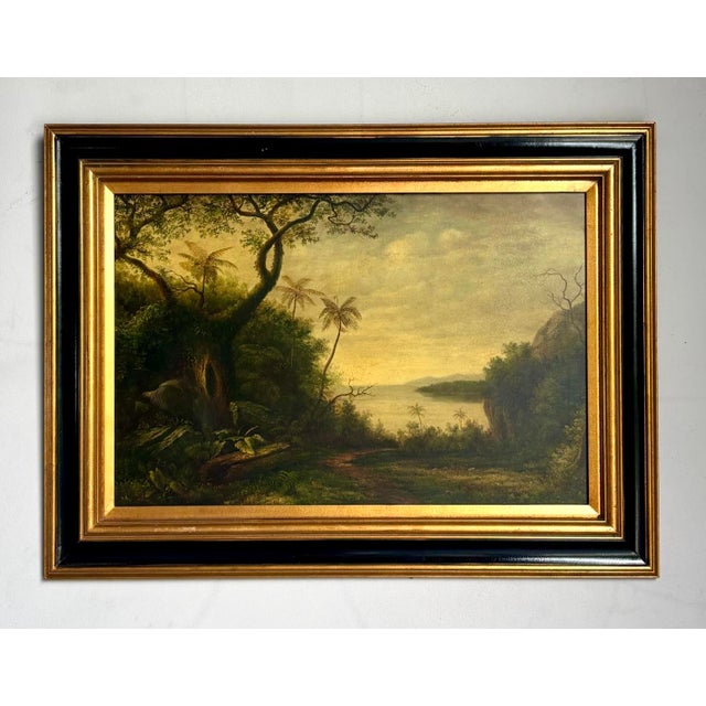 Traditional Vintage Boho Original Landscape Oil on Canvas For Sale - Image 3 of 6