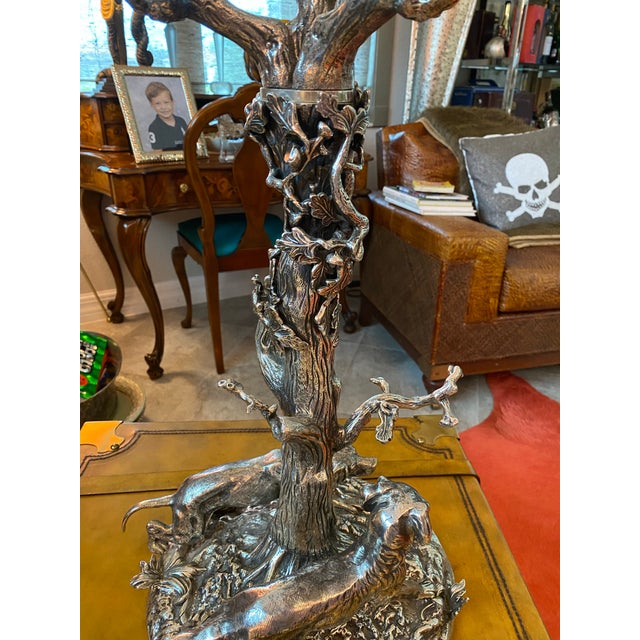 Metal 1980s Silver Plated Bronze Candelabra With Dogs For Sale - Image 7 of 10