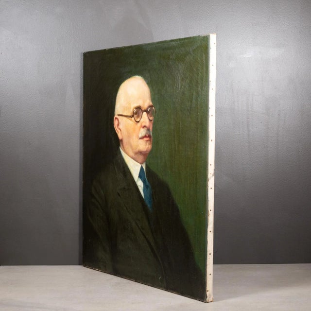Industrial George Beline Oil on Canvas Portrait C.1930 For Sale - Image 3 of 7
