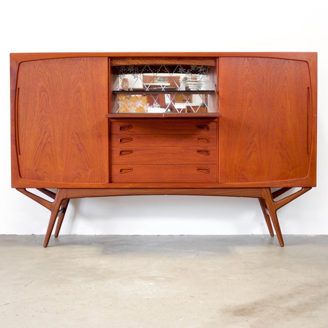 Mid-Century Modern 1950s Randers Møbelfabrik Danish Teak Highboard Designed by Harry Østergaard, Attributed For Sale - Image 3 of 17