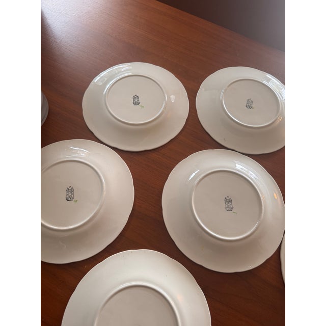 1980s Gien RFB Connoisseur Deauville Textured Salad Plate Limoges Pink Poppies - Set of 8 For Sale In Portland, OR - Image 6 of 12