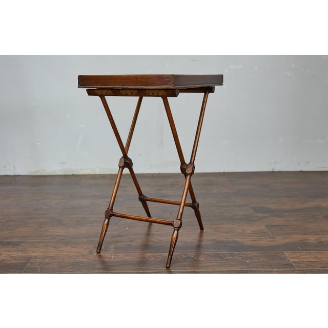 19th Century English Tray on Stand Mahogany Side Table with X-Form Base For Sale - Image 12 of 12
