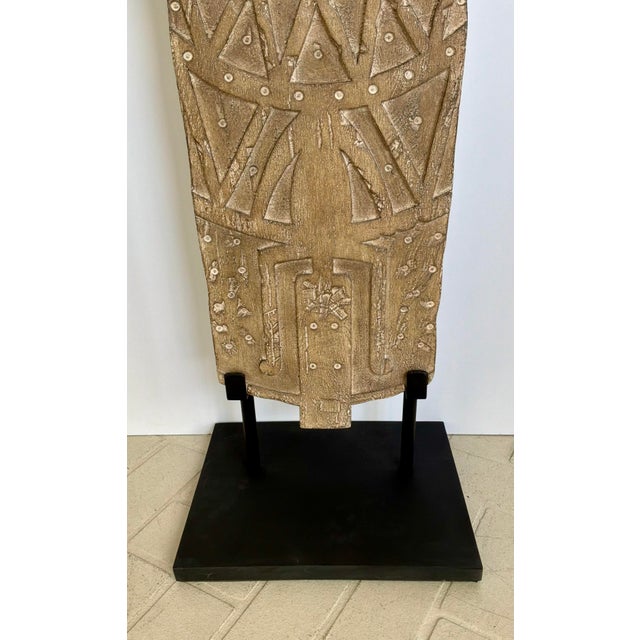 2020s Revelation Tribal Mango Wood Large Forebearers Etching Sculpture For Sale - Image 5 of 7