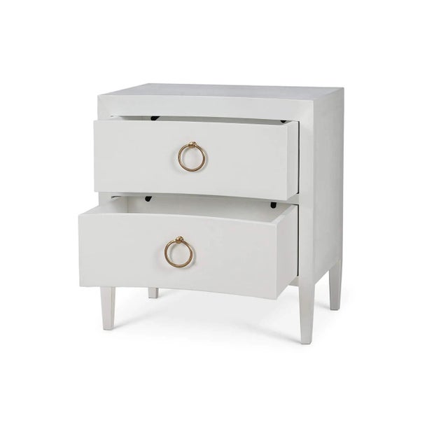 Pair of White Linen Modern Nightstands For Sale - Image 4 of 12
