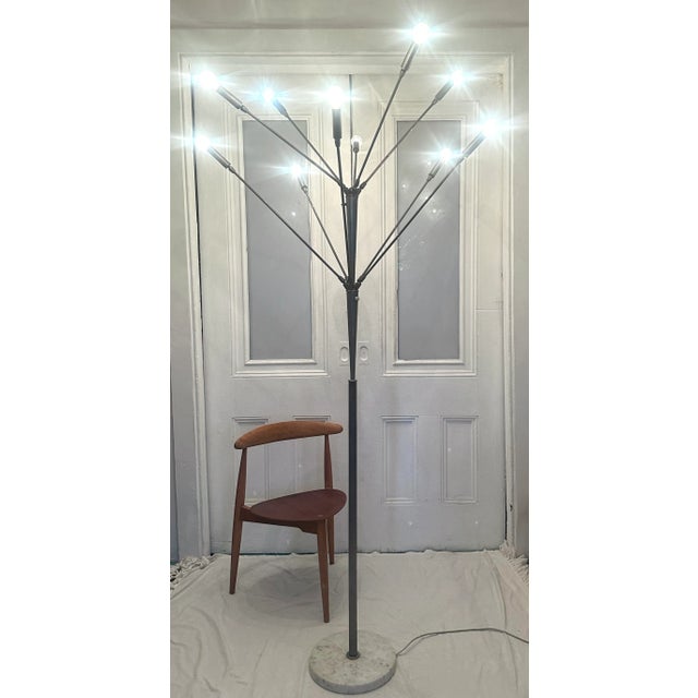 1950s 1950s Sputnik Floor Lamp With Marble Base Mid-Century Modern Italian Stilnovo Flos For Sale - Image 5 of 9