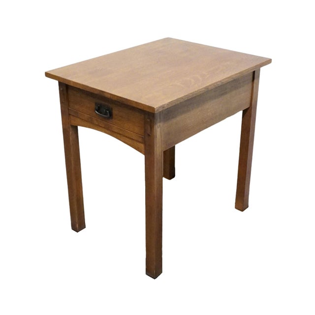 STICKLEY FURNITURE Quarter Sawn Oak Mission Style Arts & Crafts 20" Accent End Table 89-501 - #32 Onondaga Finish 26" High...