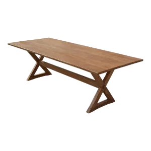 X-Trestle Table in Reclaimed Heart Pine by Petersen Antiques