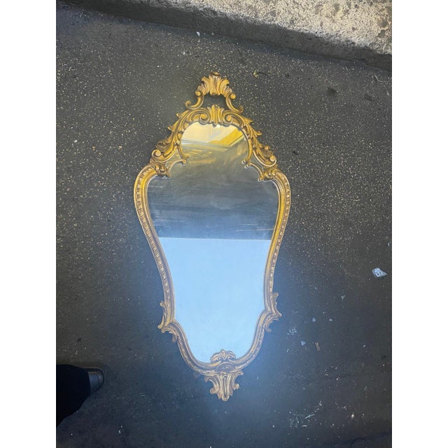 Gold Italian Hand-Carved Gilded Wood Frame Mirror, 1960s For Sale - Image 8 of 8
