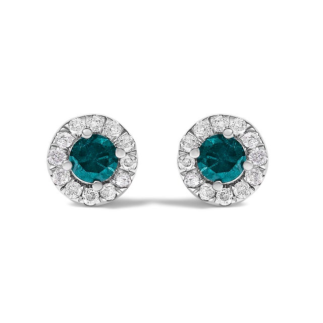 Embrace timeless elegance with these exquisite .925 sterling silver stud earrings, each adorned with a mesmerizing blue...