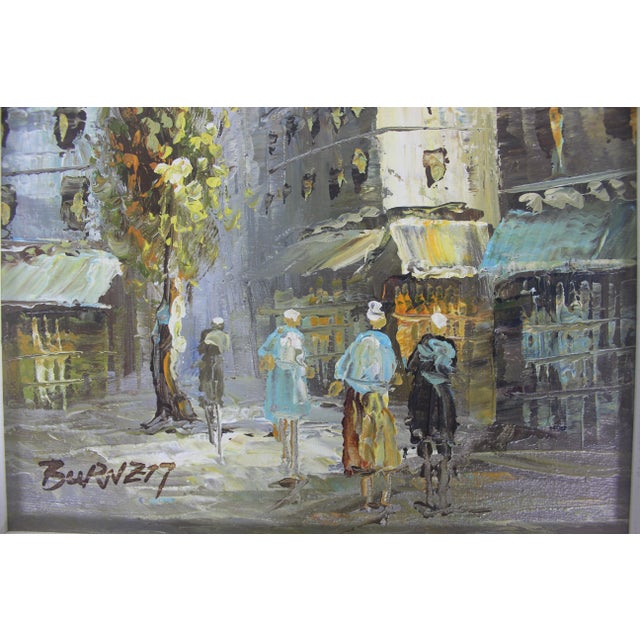 1950’s Signed Caroline Burnett Paris France Oil Painting, Framed, Small Original Art Vintage European City Scene For Sale - Image 9 of 9