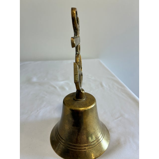 Mid 20th Century Vintage Brass Ship's Bell With Anchor and Rope Finial For Sale - Image 5 of 8