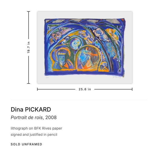 Figurative 2008 Dina Pickard Portrait De Rois Signed Lithograph For Sale - Image 3 of 3