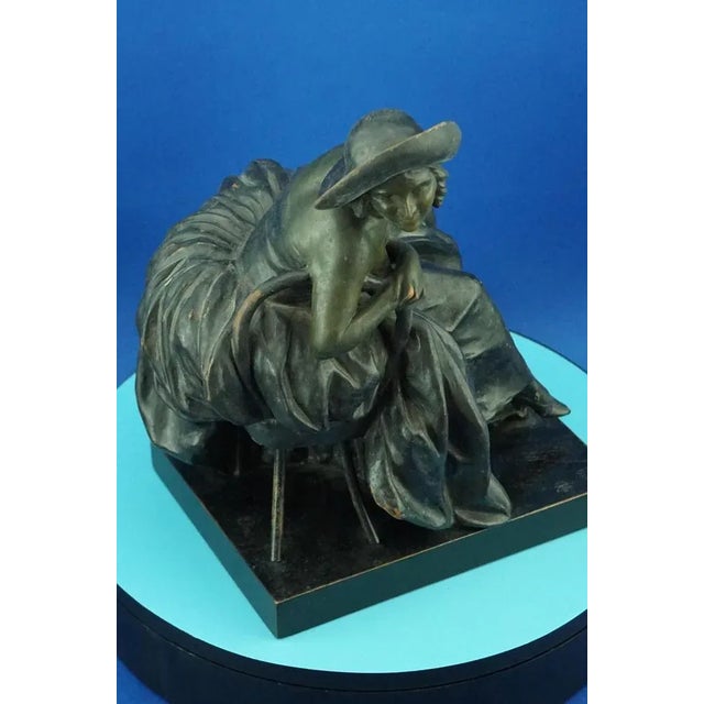 Art Nouveau Ceramic Sculpture Depicting a Lady on a Thonet Chair by Guido Cacciapuoti, Naples, Italy, Early 1900s For Sale - Image 14 of 18