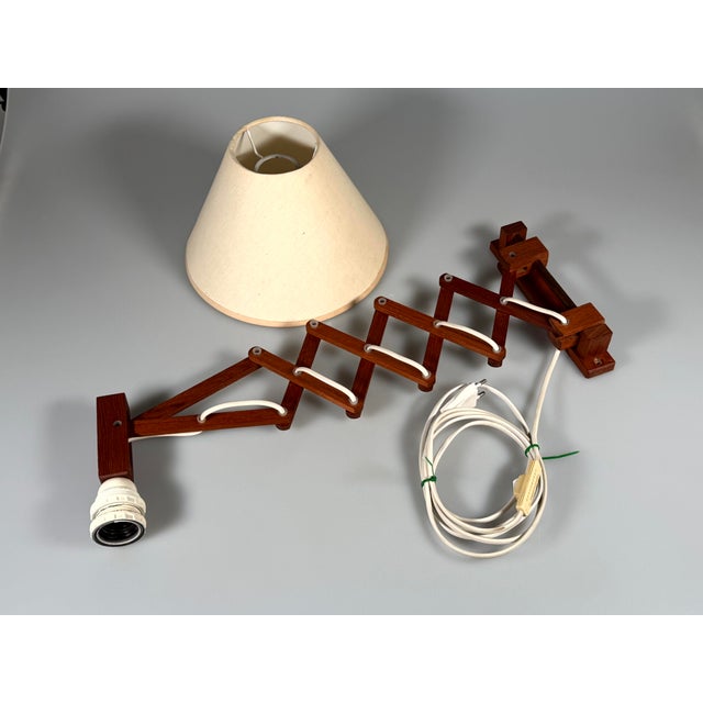 Danish Scissor Lamp in Teak, Denmark, 1960s For Sale - Image 8 of 18