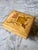 Art Deco Midcentury Italian Burl Wood & Brass Music Box With Floral Design For Sale - Image 3 of 12