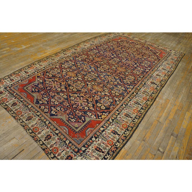 Antique Persian Joshaqan Rug Ivory Border With Scrolling Vines and Flowers Frames the Field For Sale - Image 4 of 18
