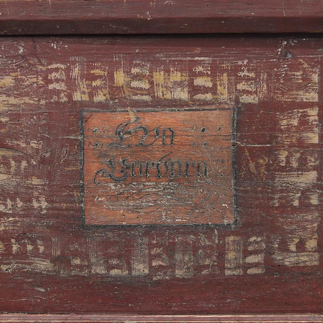 Brown Painted Bridal Chest, 1854 For Sale - Image 8 of 9
