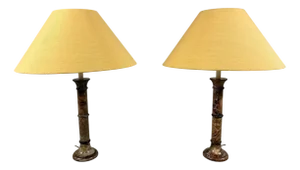 Large Marble Table Lamps, 1970s, Set of 2