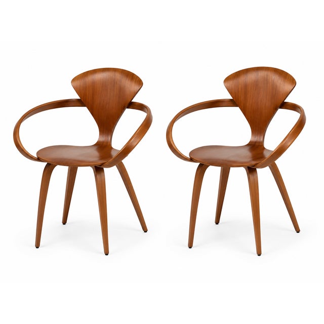 Set of 2 hard to find mid century modern sculpted “Pretzel” arm chairs in the manner of Norman Cherner for Plycraft....
