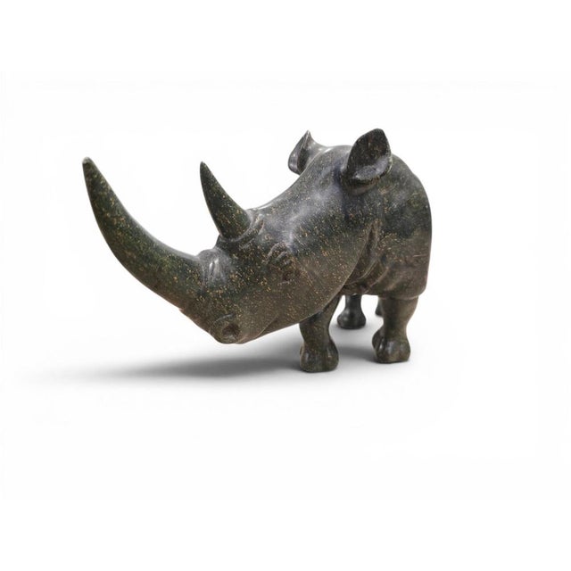 1970s Serpentine Rhinoceros Sculpture by Lamelik, Zimbabwe, 1960s For Sale - Image 5 of 11