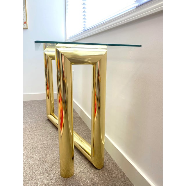Mid 20th Century 1970s Brass & Glass “Z” Console Table After Karl Springer For Sale - Image 5 of 12