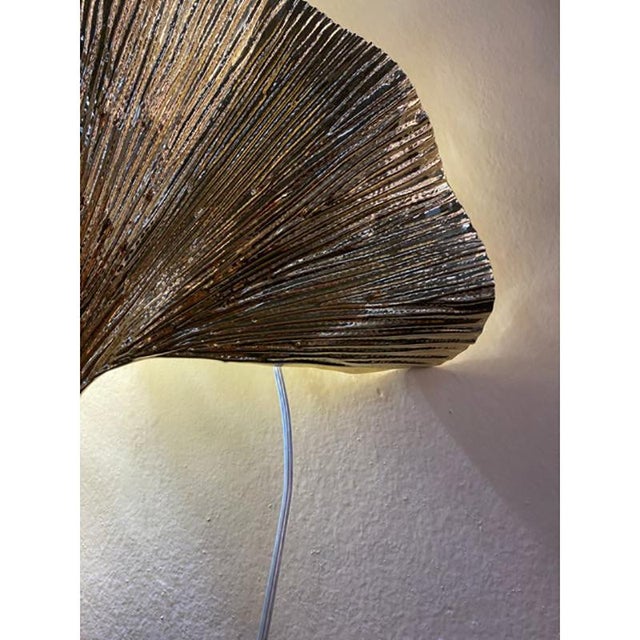 Gold Italian Brass Leaf Wall Sconces by Simoeng, Set of 2 For Sale - Image 8 of 12