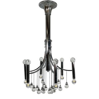 1970s Celestial Cascade Chrome Chandelier in the Style of Gaetano Sciolari For Sale