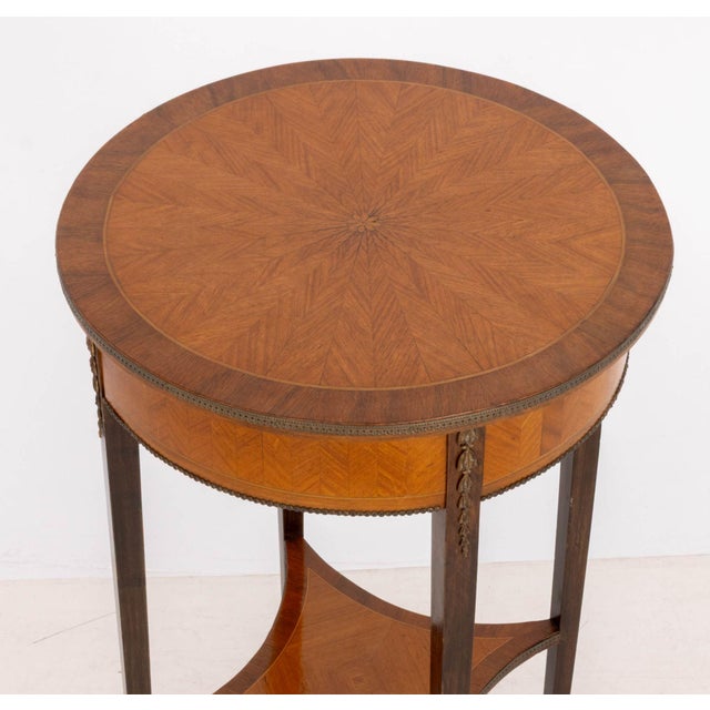 Louis XVI Style Gilt Metal Mounted Parquetry Occasional Table For Sale - Image 4 of 8
