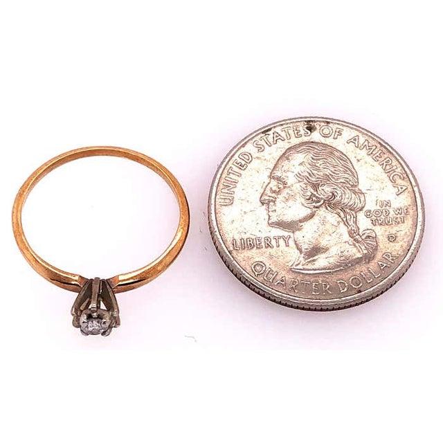 Metal 14 Karat Yellow and White Gold Engagement Ring For Sale - Image 7 of 8