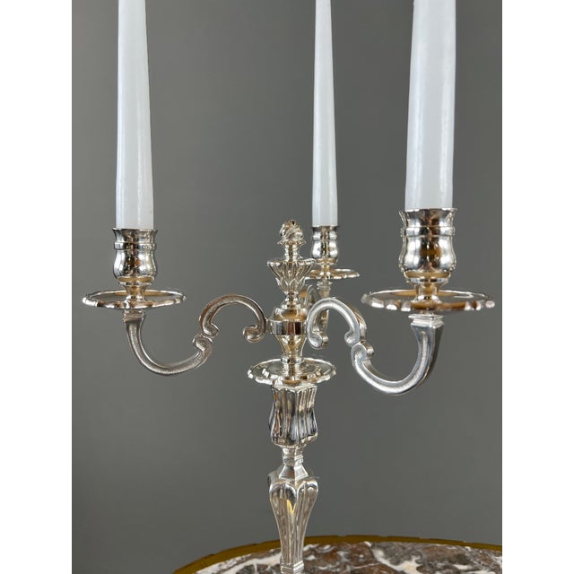 20th Century Louis XV Silver-Plated Metal Candelabra, Set of 2 For Sale - Image 7 of 12