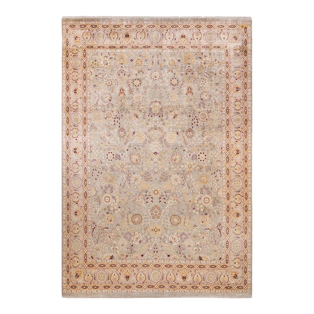 Mogul, One-of-a-Kind Hand-Knotted Area Rug in Ivory, 9' 0" x 13' 5" For Sale