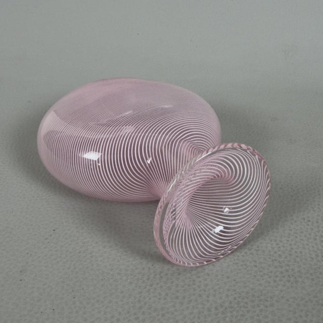 Italian Modern Pink Murano Glass Vase in Half Filigree, 1970s For Sale - Image 6 of 11