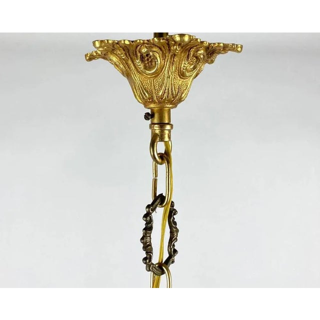 Vintage French Gilt Brass 6-Arm Chandelier, 1960s For Sale - Image 10 of 11