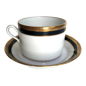 Richard Ginori Palermo Black Cups & Saucers, Set of 8