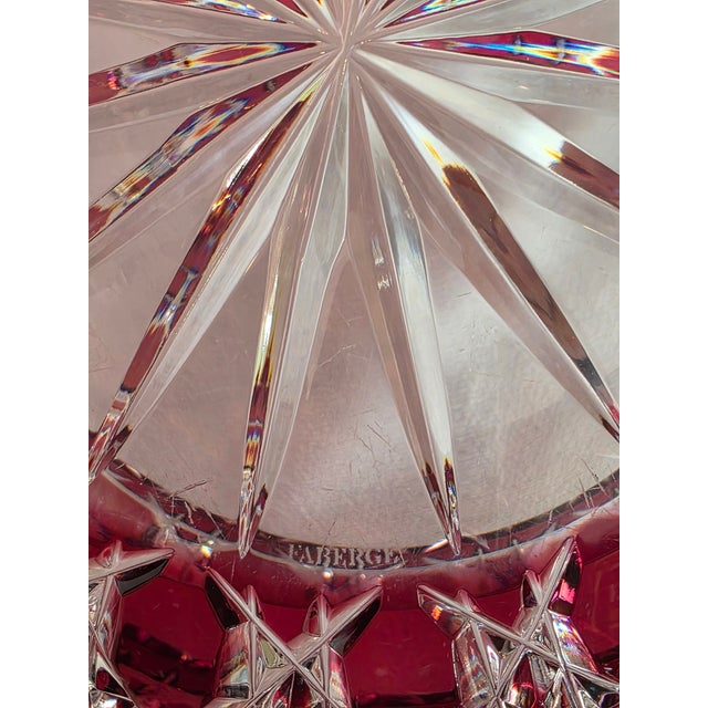 ​Vintage Signed Fabergé Cranberry Cut-to-Clear Crystal "Russian Court" Bowl For Sale - Image 10 of 10