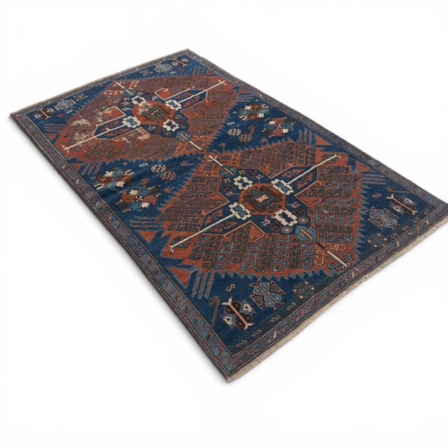 Tribal Antique Kazak Rug | Double Medallions | 3x5 For Sale - Image 3 of 5
