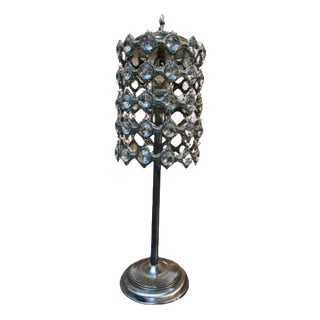 Vintage Table Lamp with Clear Glass Beads, 1950 For Sale
