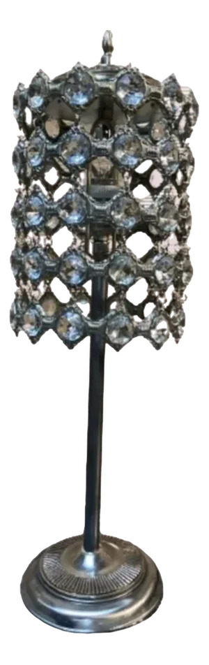 Vintage Table Lamp with Clear Glass Beads, 1950