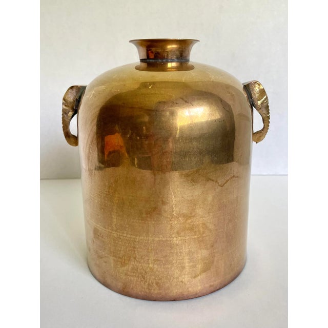 Mid 20th Century Solid Brass Vase With Elephant Head Handles For Sale - Image 10 of 10