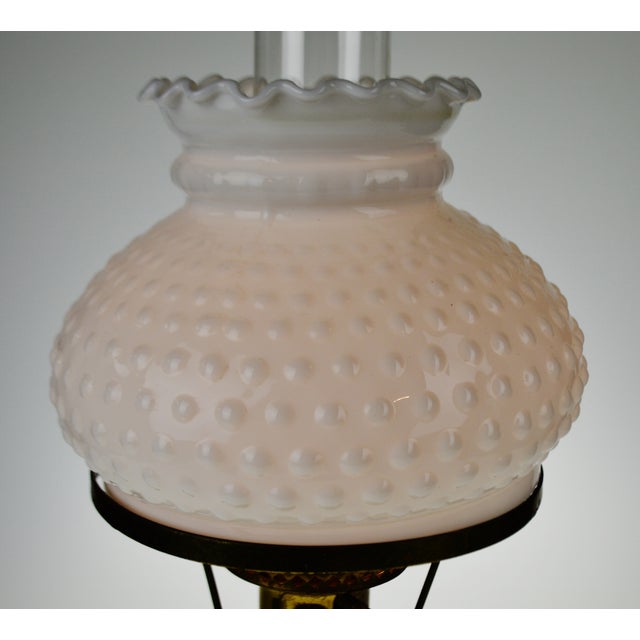 Mid Century Hobnail Milk Glass Table Lamp with Marble Base Chairish