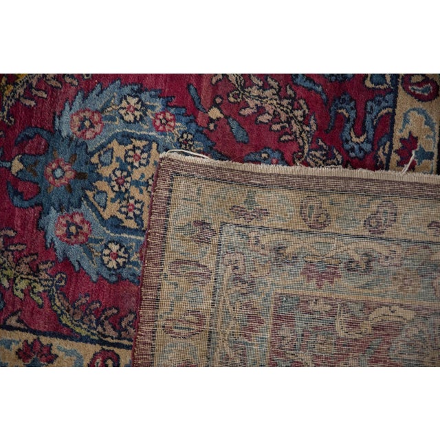 Wine Antique Yezd Carpet - 9'5" x 23'6" For Sale - Image 8 of 14