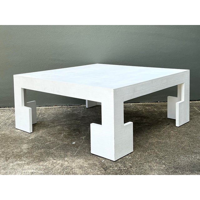 Wood Vintage Custom Grasscloth Coffee Table For Sale - Image 7 of 12