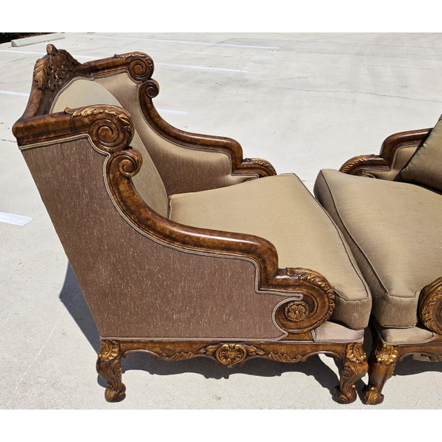 Marge Carson Style French Louis XV Ornate Caved Settees Loveseats Pair For Sale - Image 15 of 18