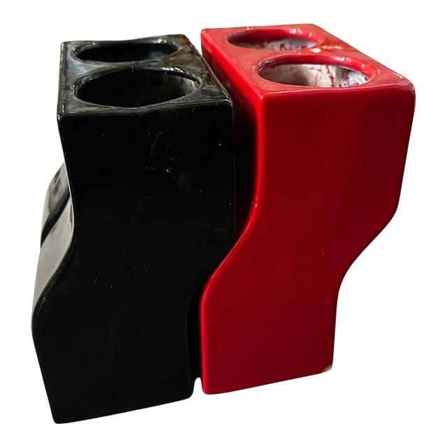 Two 1970s Mid-Century Modern Ceramic Italian Vases by Enzo Bioli for Il Picchio For Sale