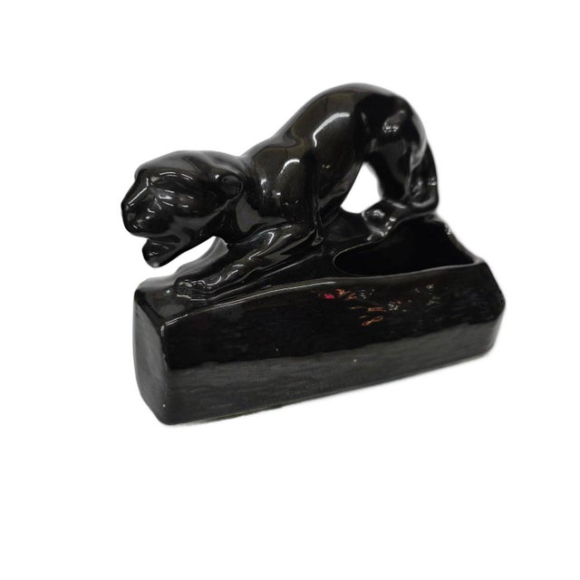 Mid-Century Modern 1950s Black Panther Tv Lamp Ceramic Jungle Cat Light Mid Century Modern For Sale - Image 3 of 8