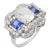 1960s Mid Century Gia 2.08 Carat Old Mine Cut Diamond Sapphire Platinum Cocktail Ring, Size 6.75 For Sale