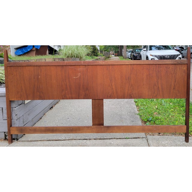 1960s King Walnut Headboard With Full Width Cane Insert in the Style of Jack Cartwright For Sale - Image 9 of 13